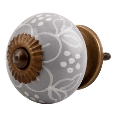 Dark Grey Floral Ceramic Cabinet Knob Online